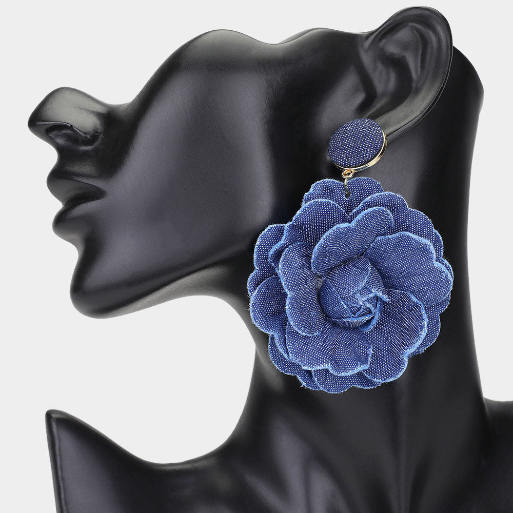 Dani Denim Flower Earrings