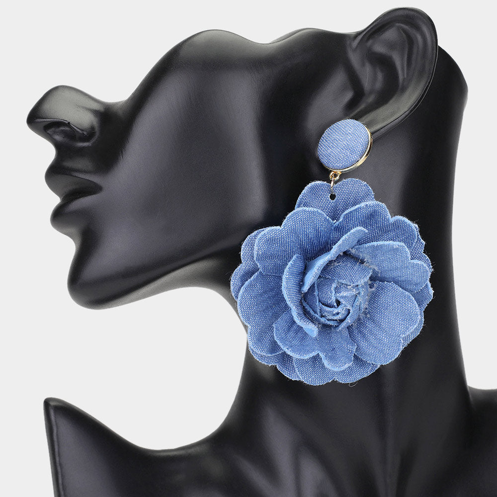 Dani Denim Flower Earrings