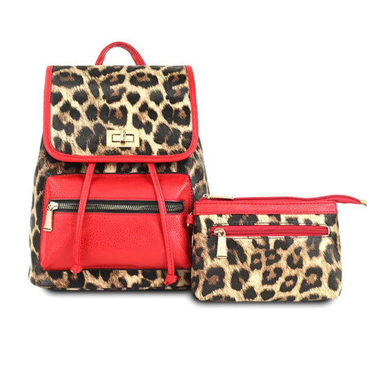 So Chic Leopard Backpack Set