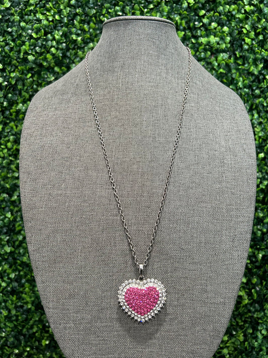 Bling Pink Heart Necklace